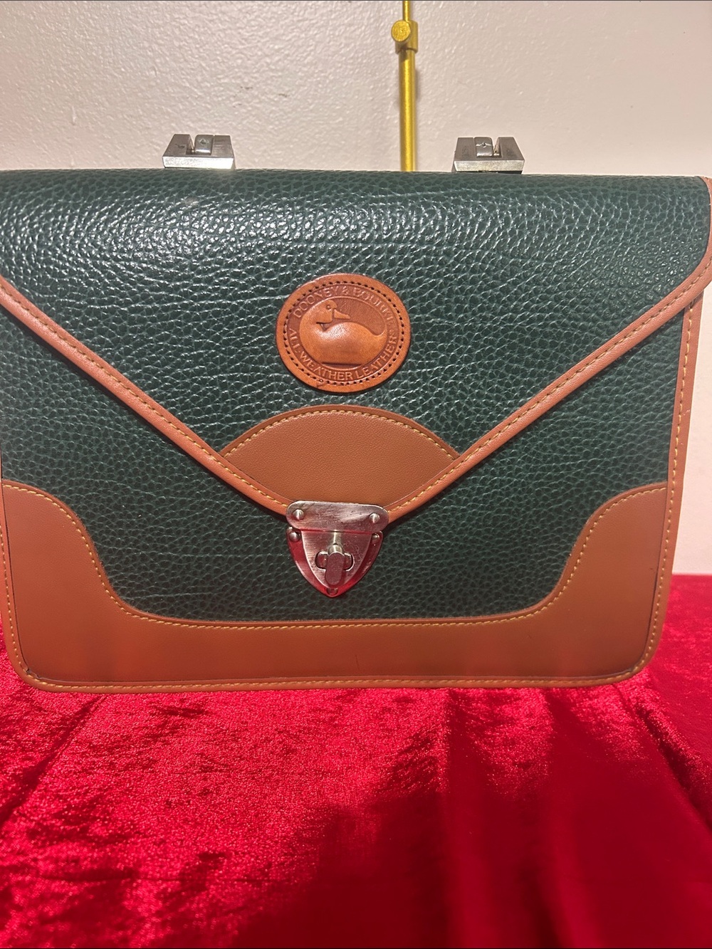 Patricia Nash Dark Green and Brown Pebbled Leather Satchel